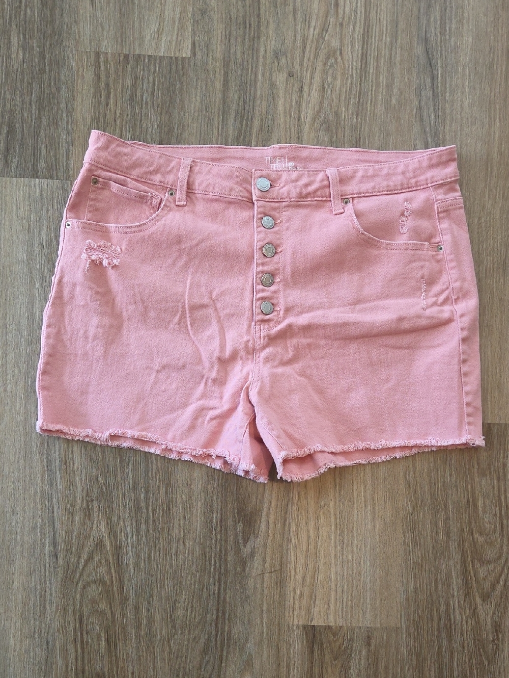 High-Rise Pink Denim Button-Front Women’s Shorts Size 20